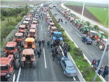 Greeek Farmers Block Roads